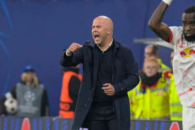 GER, Saxony, Leipzig, Champions League RB Leipzig vs Liverpool FC, CHL, UCL, Matchday, Season 2024 2025, RB Arena, f l in picture Arne Slot FC Liverpool coach , sad, depressed, angry, 23 10 2024, Copyright: HMBxMedia UwexKoch