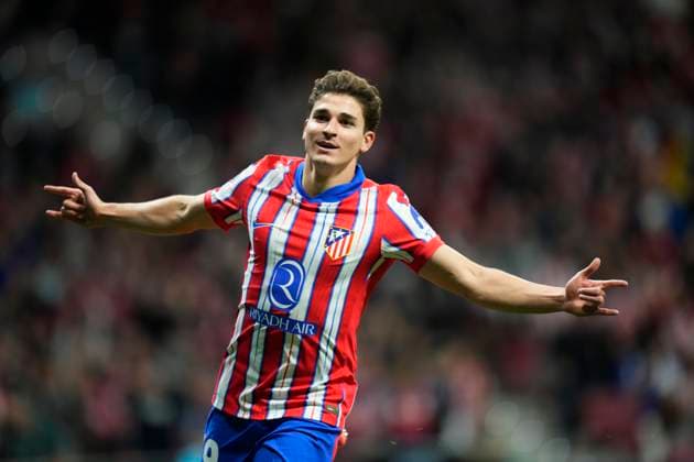 Atletico de Madrid v LOSC Lille - UEFA Champions League 2024 25 League Phase MD3 Julian Alvarez centre-forward of Atletico de Madrid and Argentina celebrates after scoring his sides first goal during the UEFA Champions League 2024 25 League Phase MD3 match between Atletico de Madrid and LOSC Lille at Riyadh Air Metropolitano on October 23, 2024 in Madrid, Spain. Madrid Spain  Copyright: xJosexBretonx originalFilename:bretonhernandez-atletico241023_npwY5.jpg