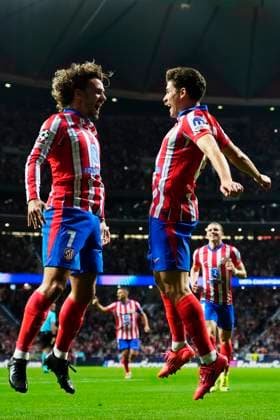 Atletico de Madrid v LOSC Lille - UEFA Champions League 2024 25 League Phase MD3 Julian Alvarez centre-forward of Atletico de Madrid and Argentina celebrates after scoring his sides first goal during the UEFA Champions League 2024 25 League Phase MD3 match between Atletico de Madrid and LOSC Lille at Riyadh Air Metropolitano on October 23, 2024 in Madrid, Spain. Madrid Spain  Copyright: xJosexBretonx originalFilename:bretonhernandez-atletico241023_npzTF.jpg