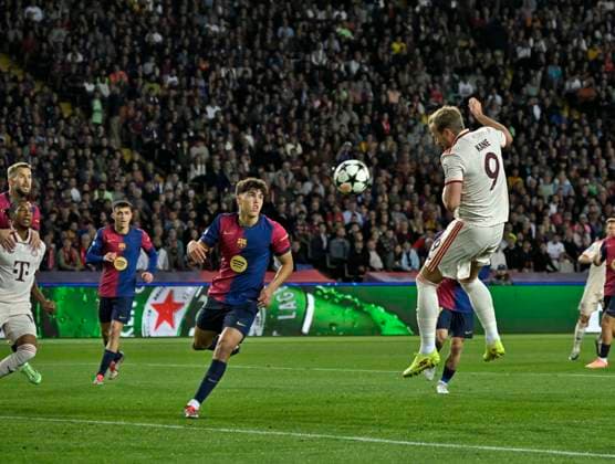 23 10 2024, Football UEFA Champions League 2024 2025, Matchday 3, FC Barcelona FC Bayern Munich, at Estadi Olimpic Lluis Companys Barcelona The 1 1 of Harry Kane FC Bayern Munich is annulled DFL and DFB regulations prohibit any use of photographs as image sequences and or quasi video
