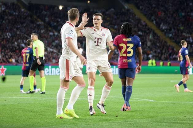Goal for Bayern by Harry Kane for 1 1 Bayern Muenchen 9 , ESP, FC Barcelona FC Bayern Muenchen, Football, Champions League, Matchday 3, Season 2024 2025, 23 10 2024 ESP, FC Barcelona FC Bayern Muenchen, Football, Champions League, Matchday 3, Season 2024 2025, 23 10 2024 Barcelona Copyright: xEibner-Pressefoto JoergxNiebergax EP_JNL