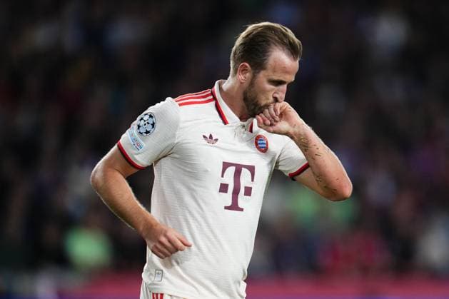 ESP: FC Barcelona, Barca and Bayern Munich. UEFA Champions League. Date 3. Harry Kane of Bayern Munich celebrates after scoring the 1-1 during the UEFA Champions League match between FC Barcelona and Bayern Munich played at Lluis Companys Stadium on October 23, 2024 in Barcelona, Spain. kpng Copyright: xBaguxBlancox xPRESSINPHOTOx PS_241023_BAR_BAY_1171
