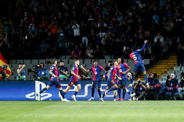 October 23, 2024, Barcelona, Barcelona, SPAIN: Raphinha of FC Barcelona, Barca celebrates a goal during the UEFA Champions League 2024 25 League Phase MD3 match between FC Barcelona and FC Bayern Munchen at Estadi Olimpic Lluis Companys on October 23, 2024 in Barcelona, Spain. Barcelona SPAIN - ZUMAa181 20241023_zaa_a181_048 Copyright: xIrinaxR.xHipolitox