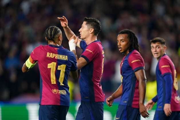 ESP: FC Barcelona, Barca and Bayern Munich. UEFA Champions League. Date 3. Robert Lewandowski of FC Barcelona celebrates the 2-1 during the UEFA Champions League match between FC Barcelona and Bayern Munich played at Lluis Companys Stadium on October 23, 2024 in Barcelona, Spain. kpng Copyright: xSergioxRuizx xImagox PS_241023_BAR_BAY_028