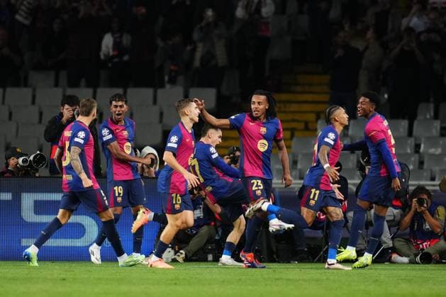ESP: FC Barcelona, Barca and Bayern Munich. UEFA Champions League. Date 3. Raphael Dias Belloli Raphinha of FC Barcelona celebrates after scoring goal during the UEFA Champions League match between FC Barcelona and Bayern Munich played at Lluis Companys Stadium on October 23, 2024 in Barcelona, Spain. kpng Copyright: xBaguxBlancox xPRESSINPHOTOx PS_241023_BAR_BAY_1190