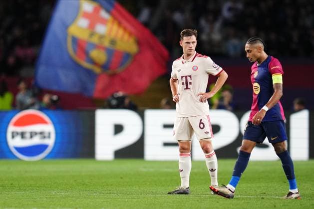 ESP: FC Barcelona, Barca and Bayern Munich. UEFA Champions League. Date 3. Raphael Dias Belloli Raphinha of FC Barcelona and Joshua Kimmich of Bayern Munich during the UEFA Champions League match between FC Barcelona and Bayern Munich played at Lluis Companys Stadium on October 23, 2024 in Barcelona, Spain. kpng Copyright: xBaguxBlancox xPRESSINPHOTOx PS_241023_BAR_BAY_1194