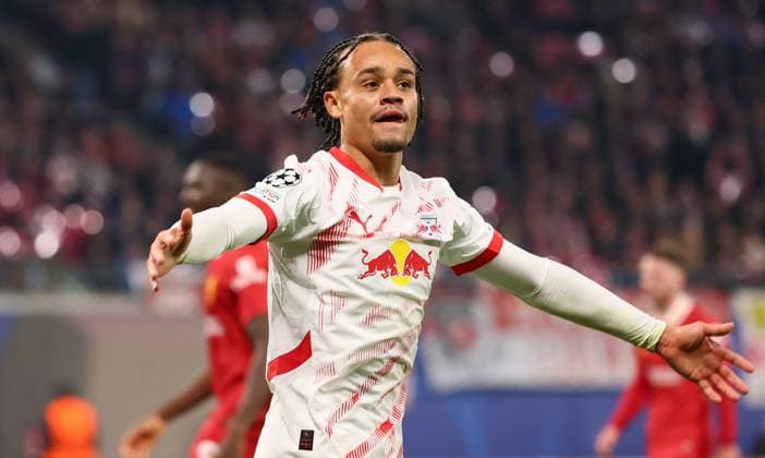 RB Leipzig Liverpool Champions League Leipzig, 23 10 2024, Red Bull Arena, Football, UEFA Champions League, Matchday 3 , RB Leipzig vs Liverpool FC , In the picture Xavi Simons 10, RB Leipzig , For editorial use only , UEFA regulations prohibit any use of photographs as image sequences and or quasi video ,
