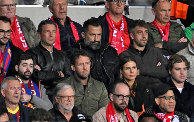 23 10 2024, Football UEFA Champions League 2024 2025, Matchday 3, FC Barcelona FC Bayern Munich, at Estadi Olimpic Lluis Companys Barcelona Brazzo Hasan Salihamidzic sits among the spectators DFL and DFB regulations prohibit any use of photographs as image sequences and or quasi video