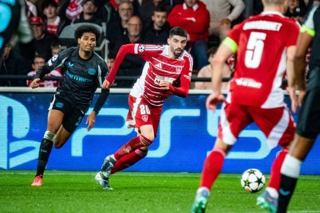 Pierre Lees-Melou (Stade Brestois) FOOTBALL : Stade Brestois vs Bayer Leverkusen - Ligue des Champions - 3ére Journée - 23 10 2024 BaptisteAutissier Panoramic 