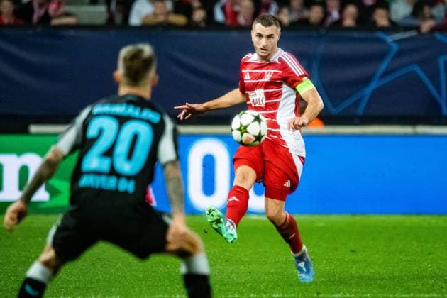 Brendan Chardonnet (Stade Brestois) FOOTBALL : Stade Brestois vs Bayer Leverkusen - Ligue des Champions - 3ére Journée - 23 10 2024 BaptisteAutissier Panoramic 