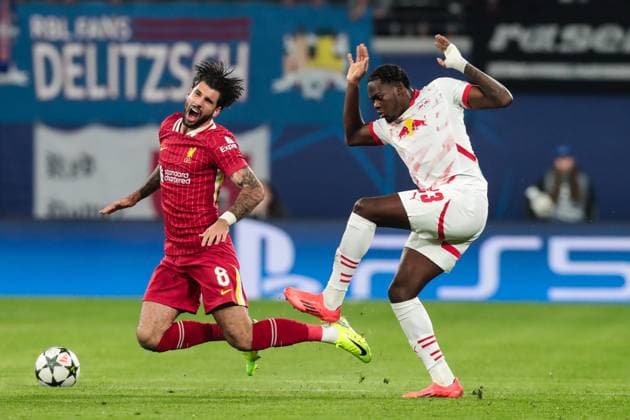 Dominik Szoboszlai Liverpool FC,8 vs Castello Lukeba RB Leipzig,23 Champions League league phase season 2024 2025 RB Leipzig vs Liverpool FC at the Red Bull Arena in Leipzig Action,Football,Germany,Man,Men,23 10 2024