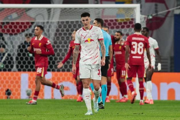 Benjamin Sesko RB Leipzig,30 goalscorer Darwin Nunez Liverpool FC,9 scores to 0 1 Champions League league phase season 2024 2025 RB Leipzig vs Liverpool FC at the Red Bull Arena in Leipzig action,football,Germany,man,men,23 10 2024