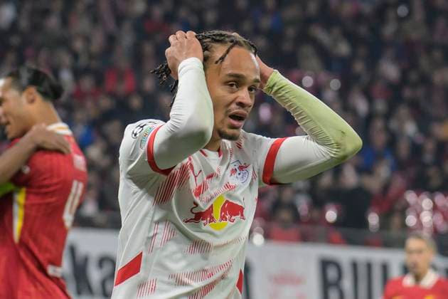 GER, Saxony, Leipzig, Champions League RB Leipzig vs FC Liverpool, CHL, UCL, Matchday, Season 2024 2025, RB Arena, f l in picture Xavi Simons RB Leipzig 10 , sad, depressed, angry, 23 10 2024, Copyright: HMBxMedia UwexKoch