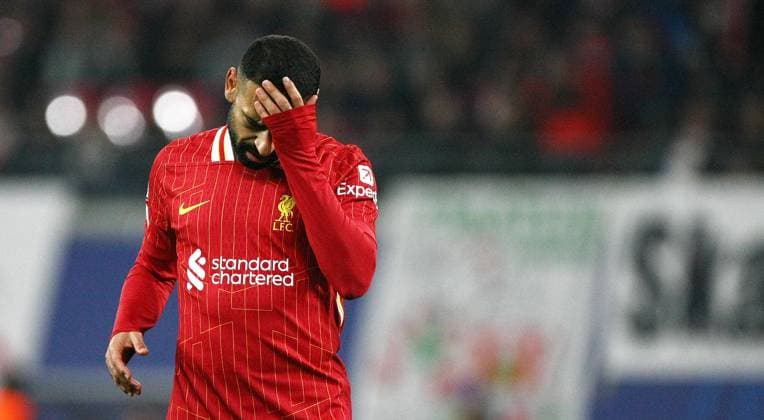 October 23, 2024, Leipzig, Sachsen, Germany: Salah of Liverpool reacts during the Soccer UEFA Champions League match between RB Leipzig and Liverpool FC in the Red Bull Arena Stadium in Leipzig , Sachsen , Germany. October 23th, 2024 Leipzig Germany - ZUMAe140 20241023_zip_e140_011 Copyright: xDavidexEliasx