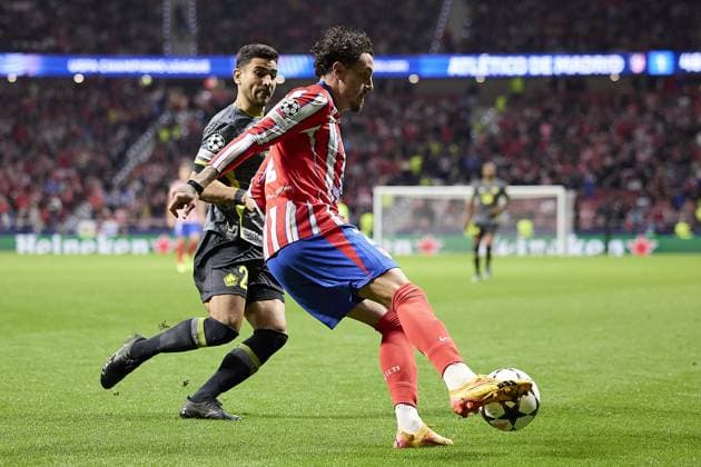 Benjamin Andre of Lille OSC competes for the ball with Jose Gimenez of Atletico de Madrid during the UEFA Champions League match between Atletico de Madrid v LSCO Lille at Riyadh Air Metropolitano Stadium on October 23, 2024 in Madrid (Photo by: LGM) FOOTBALL : Atletico de Madrid vs LSCO Lille - UEFA Ligue des Champions - 23 10 2024 LGM Panoramic 