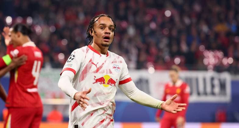 RB Leipzig Liverpool Champions League Leipzig, 23 10 2024, Red Bull Arena, Football, UEFA Champions League, Matchday 3 , RB Leipzig vs Liverpool FC , In the picture Xavi Simons 10, RB Leipzig , For editorial use only , UEFA regulations prohibit any use of photographs as image sequences and or quasi video ,