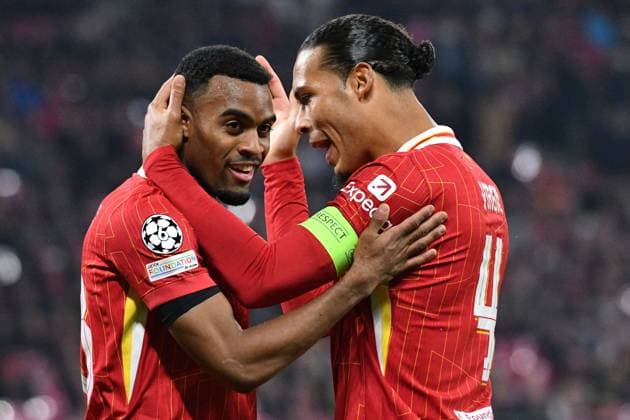 Virgil van Dijk Liverpool FC, 4 and Ryan Gravenberch Liverpool FC, 38 GER, RB Leipzig vs Liverpool FC, football, UEFA Champions League, 2024 2025 season, Matchday 3, 23 10 2024 DFL REGULATIONS PROHIBIT ANY USE OF PHOTOGRAPHS AS IMAGE SEQUENCES AND OR QUASI VIDEO GER, RB Leipzig vs Liverpool FC, football, UEFA Champions League, 2024 2025 season, Matchday 3, 23 10 2024 Leipzig Copyright: xEibner-Pressefoto RyanxSleimanx EP_RSN