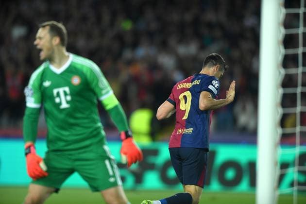 FC Barcelona, Barca v FC BAYERN MUNCHEN OLIMPIC STADIUM LLUIS COMPANYS. MONTJUIC,BARCELONA. OCTOBER 23,2024 FC BARCELONA vs FC BAYERN MUNCHEN October 23,2024 Robert Lewandowski (9) of FC Barcelona scores his team s second goal during the UEFA Champions League 2024 25 League Phase MD4 match between FC Barcelona and FC Bayern Munchen at Olimpic Stadium Lluis Companys of MontjuÃ¯c in Barcelona, Spain. Barcelona ESP Copyright: xS.xRosx