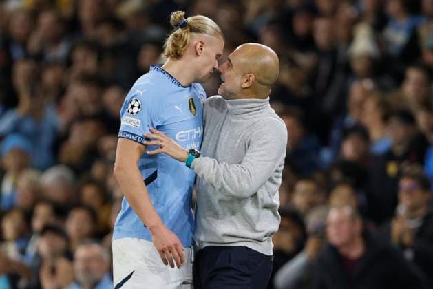 Manchester City v AC Sparta Praha - UEFA Champions League 2024 25 League Phase MD3 Erling Haaland of Manchester City looks dejected after been substituted by Pep Guardiola, Manager of Manchester City during the UEFA Champions League 2024 25 League Phase MD3 match between Manchester City and AC Sparta Praha at City of Manchester Stadium on October 23, 2024 in Manchester, England. Manchester City of Manchester Stadium England United Kingdom Copyright: xRichardxSellers Sportsphoto APLx 14050407