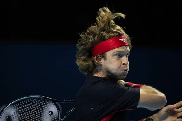 23rd October 2024; St. Jakobshalle, Basel, Switzerland; ATP, Tennis Herren 500 Swiss Indoors Basel Tennis, Day 3; Andrey Rublev (RUS) in action against Alejandro Tabilo (CHI) in the second round  ActionPlus12706719 DavidxEmm
