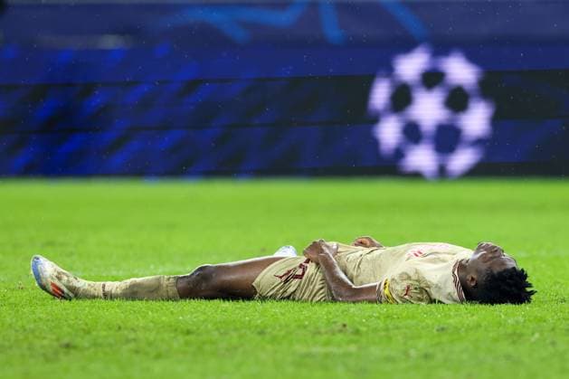 Sport Bilder des Tages SOCCER - UEFA CL, RBS vs Zagreb SALZBURG,AUSTRIA,23.OCT.24 - SOCCER - UEFA Champions League, Red Bull Salzburg vs GNK Dinamo Zagreb. Image shows the disappointment of Karim Konate (RBS).  GEPAxpictures xMathiasxMandl