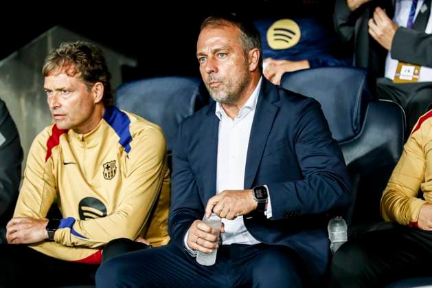 October 23, 2024, Barcelona, Barcelona, SPAIN: Hansi Flick, head coach of FC Barcelona, Barca looks on during the UEFA Champions League 2024 25 League Phase MD3 match between FC Barcelona and FC Bayern Munchen at Estadi Olimpic Lluis Companys on October 23, 2024 in Barcelona, Spain. Barcelona SPAIN - ZUMAa181 20241023_zaa_a181_140 Copyright: xIrinaxR.xHipolitox