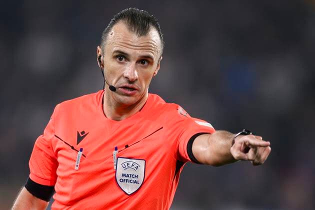 Atalanta BC v Celtic FC - UEFA Champions League Referee Irfan Peljto gestures during the UEFA Champions League 2024 25 league phase football match between Atalanta BC and Celtic FC. Bergamo Italy Copyright: xNicolòxCampox