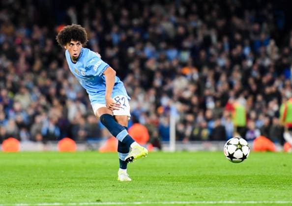 Manchester City v AC Sparta Prague UEFA Champions League Rico Lewis of Manchester City during the UEFA Champions League match at the Etihad Stadium, Manchester UK Newspapers OUT Copyright: xKarlxVallantinex FIL-20817-0082