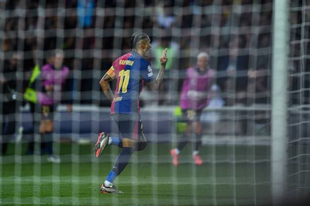FC Barcelona, Barca v FC BAYERN MUNCHEN OLIMPIC STADIUM LLUIS COMPANYS. MONTJUIC,BARCELONA. OCTOBER 23,2024 FC BARCELONA vs FC BAYERN MUNCHEN October 23,2024 Raphina (11) of FC Barcelona celebrates scoring his team s fourth goal during the UEFA Champions League 2024 25 League Phase MD4 match between FC Barcelona and FC Bayern Munchen at Olimpic Stadium Lluis Companys of MontjuÃ¯c in Barcelona, Spain. Barcelona ESP Copyright: xS.xRosx