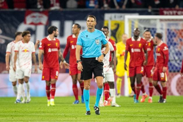 RB Leipzig v Liverpool, UEFA Champions League football, Leipzig, Germany Leipzig, Germany. 23rd, October 2024. Referee Sandro Scharer seen during the UEFA Champions League match between RB Leipzig and Liverpool at the Red Bull Arena in Leipzig. Germany, Leipzig  Copyright: xGonzalesxPhoto InakixEsnaolax