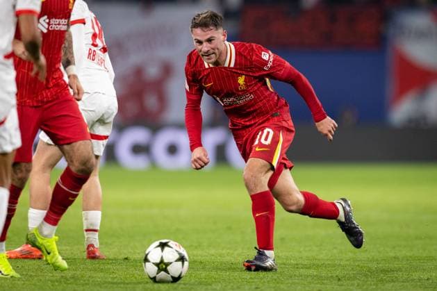 RB Leipzig v Liverpool, UEFA Champions League football, Leipzig, Germany Leipzig, Germany. 23rd, October 2024. Alexis Mac Allister (10) of Liverpool seen during the UEFA Champions League match between RB Leipzig and Liverpool at the Red Bull Arena in Leipzig. Germany, Leipzig  Copyright: xGonzalesxPhoto InakixEsnaolax