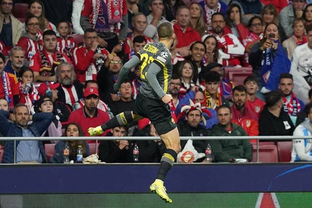 Champions League - Atletico Madrid v LOSC LOSC Lille s Edon Zhegrova celebrates goal during Champions League Atletico Madrid v LOSC match on October 23, 2024 in Madrid, Spain. Photo by Acero AlterPhotos ABACAPRESS.COM Madrid Spain  Copyright: xAcero AlterPhotos ABACAx