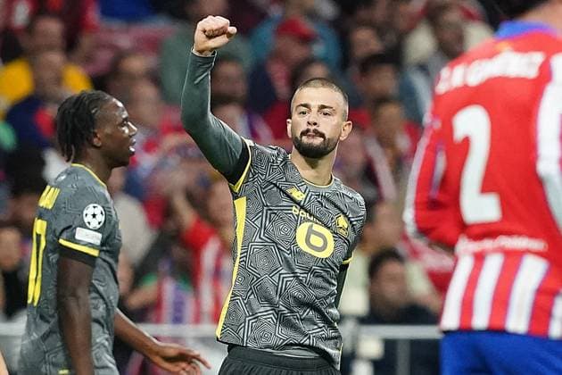 Champions League - Atletico Madrid v LOSC LOSC Lille s Edon Zhegrova celebrates goal during Champions League Atletico Madrid v LOSC match on October 23, 2024 in Madrid, Spain. Photo by Acero AlterPhotos ABACAPRESS.COM Madrid Spain  Copyright: xAcero AlterPhotos ABACAx