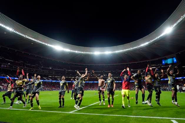 ESP: Atletico de Madrid v LOSC Lille. UEFA Champions League. Date 3. LOSC Lille players celebratint the victory at full time during the UEFA Champions League match between Atletico de Madrid v LOSC Lille played at Riyadh Air Metropolitano Stadium on October 23, 2024 in Madrid, Spain. kpng Copyright: xCesarxCebollax xPRESSINPHOTOx PS_241023_ATM_LIL_1275