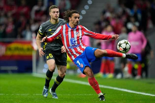 ESP: Atletico de Madrid v LOSC Lille. UEFA Champions League. Date 3. Antoine Griezmann of Atletico de Madrid and Gabriel Gudmundsson of LOSC Lille during the UEFA Champions League match between Atletico de Madrid v LOSC Lille played at Riyadh Air Metropolitano Stadium on October 23, 2024 in Madrid, Spain. kpng Copyright: xCesarxCebollax xPRESSINPHOTOx PS_241023_ATM_LIL_1276