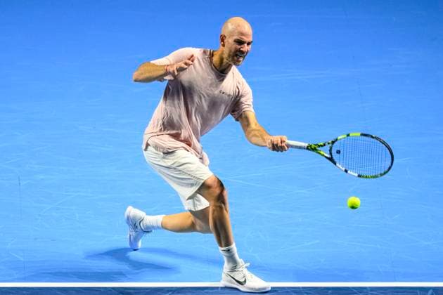 Basel, Switzerland October 23 Adrian Mannarino of France plays a forehand against Stan Wawrinka of Switzerland during the Swiss Indoors Basel Day 3 at St Jakobshalle on October 23, 2024 in Basel, Switzerland Photo by JustPictures Basel St Jakobshalle Basel Stadt Switzerland Copyright: x x2024xEurasiaxSportxImagesx jp-en-EuSpIm-MM4_Swiss_Indoors_23Oct2024_BS1049