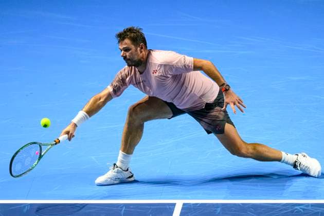 Basel, Switzerland October 23 Stan Wawrinka of Switzerland stretches to play the forehand against Adrian Mannarino of France during the Swiss Indoors Basel Day 3 at St Jakobshalle on October 23, 2024 in Basel, Switzerland Photo by JustPictures Basel St Jakobshalle Basel Stadt Switzerland Copyright: x x2024xEurasiaxSportxImagesx jp-en-EuSpIm-MM4_Swiss_Indoors_23Oct2024_BS1160