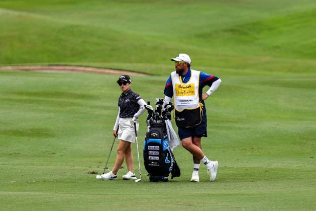 KUALA LUMPUR, - OCTOBER 24: Yuna Nishimura of Japan await with her caddie during the first round of the 2024 LPGA, Golf Damen Maybank Championship held at Kuala Lumpur Golf and Country Club in Kuala Lumpur, Malaysia. (Photo by Hazrin Yeob Men Shah Icon Sportswire) GOLF: OCT 24 LPGA Maybank Championship EDITORIAL USE ONLY Icon3782410245091