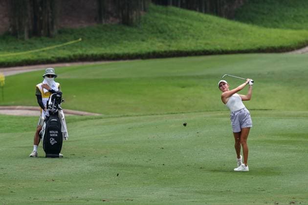 KUALA LUMPUR, - OCTOBER 24: Nataliya Guseva play a shot during the first round of the 2024 LPGA, Golf Damen Maybank Championship held at Kuala Lumpur Golf and Country Club in Kuala Lumpur, Malaysia. (Photo by Hazrin Yeob Men Shah Icon Sportswire) GOLF: OCT 24 LPGA Maybank Championship EDITORIAL USE ONLY Icon3782410245203