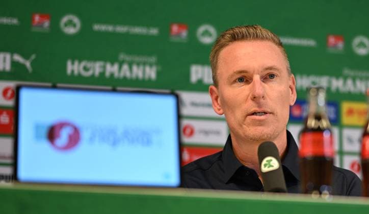 24 10 2024 SpVgg Greuther Fürth Fuerth season 2024 2025 Media event Press conference ahead of the league match against FC Schalke 04 xwoxzix Leonhard Leo Haas Coach SpVgg Greuther Fürth