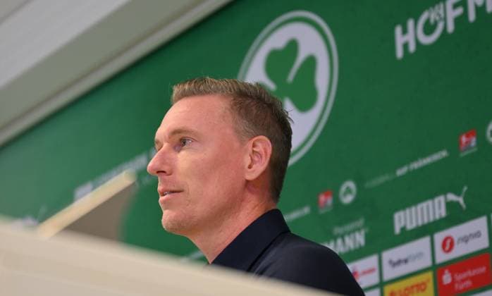 24 10 2024 SpVgg Greuther Fürth Fuerth season 2024 2025 Media event Press conference ahead of the league match against FC Schalke 04 xwoxzix Leonhard Leo Haas Coach SpVgg Greuther Fürth