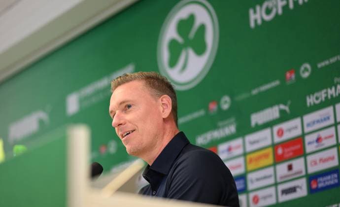 24 10 2024 SpVgg Greuther Fürth Fuerth season 2024 2025 Media event Press conference ahead of the league match against FC Schalke 04 xwoxzix Leonhard Leo Haas Coach SpVgg Greuther Fürth