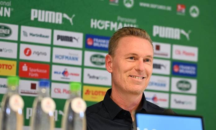 24 10 2024 SpVgg Greuther Fürth Fuerth season 2024 2025 Media event Press conference ahead of the league match against FC Schalke 04 xwoxzix Leonhard Leo Haas Coach SpVgg Greuther Fürth