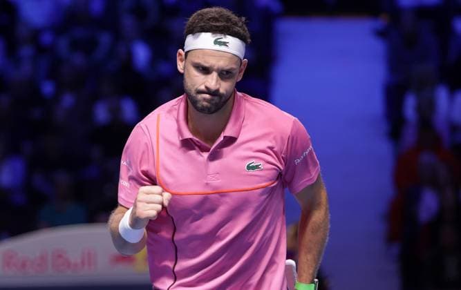 TENNIS - ATP, Tennis Herren Erste Bank Open VIENNA,AUSTRIA,24.OCT.24 - TENNIS - ATP World Tour, Erste Bank Open. Image shows the rejoicing of Grigor Dimitrov (BUL).  GEPAxpictures xWalterxLuger