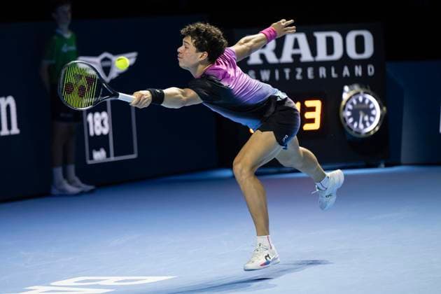 24th October 2024; St. Jakobshalle, Basel, Switzerland; ATP, Tennis Herren 500 Swiss Indoors Basel Tennis, Day 4; Ben Shelton (USA) in action against Stan Wawrinka (SUI) in the second round  ActionPlus12706791 DavidxEmm