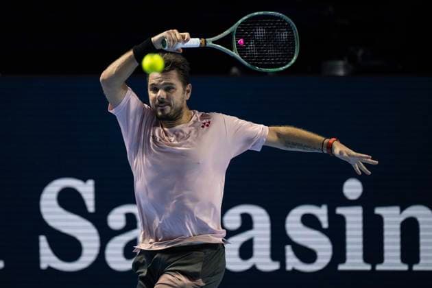 24th October 2024; St. Jakobshalle, Basel, Switzerland; ATP, Tennis Herren 500 Swiss Indoors Basel Tennis, Day 4; Stan Wawrinka (SUI) in action against Ben Shelton (USA) in the second round  ActionPlus12706797 DavidxEmm
