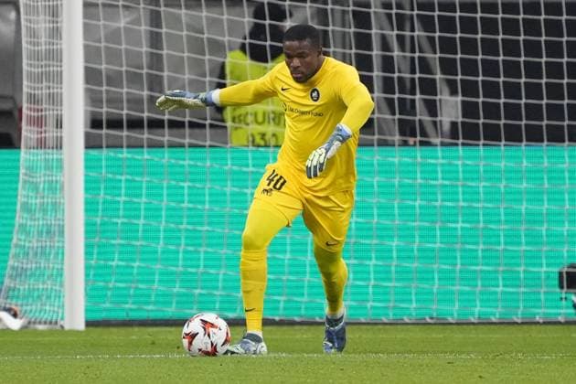 Goalkeeper Fabrice Ondoa Riga FS, 40 Frankfurt 24 10 2024 Eintracht Frankfurt va Riga FS, Deutsche Bank Park, UEFA Europa League