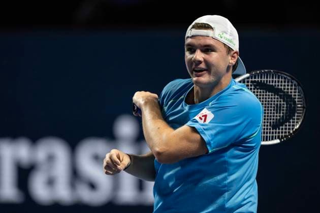 24th October 2024; St. Jakobshalle, Basel, Switzerland; ATP, Tennis Herren 500 Swiss Indoors Basel Tennis, Day 4; Dominic Stricker (SUI) in action against Holger Rune (DEN) in the second round  ActionPlus12706848 DavidxEmm