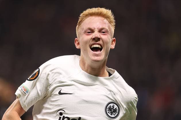 2024 10 24 UEFA Europa League phase Matchday 3 Eintracht Frankfurt Rigas FS v l , Torjubel, Goal celebration, celebrate the goal Hugo Larsson Eintracht Frankfurt DFL DFB REGULATIONS PROHIBIT ANY USE OF PHOTOGRAPHS as IMAGE SEQUENCES and or QUASI VIDEO Copyright: JoaquimxFerreira