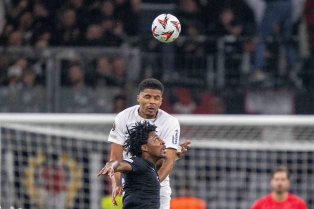 Aurele Amenda Eintracht Frankfurt header, UEFA Europa League 2024 25 League Phase MD3, Eintracht Frankfurt v FC RFS, Deutsche Bank Park, 24 10 2024, Frankfurt am Main, Germany not used in POL SRB CRO FRA GBR NED ITA USA Defodi 747 WD2 9358 Defodi-747 not used in POL SRB CRO FRA GBR NED ITA USA